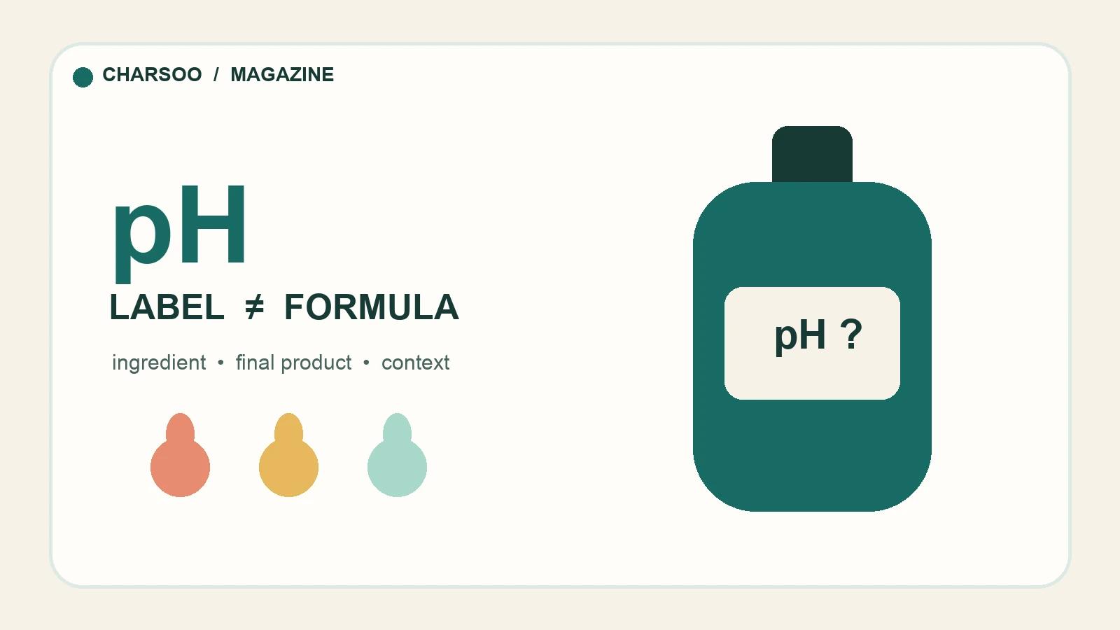 تصویر مفهومی بطری بی‌نشان شامپو کنار عبارت pH نامعلوم و تأکید بر تفاوت برچسب با فرمول نهایی